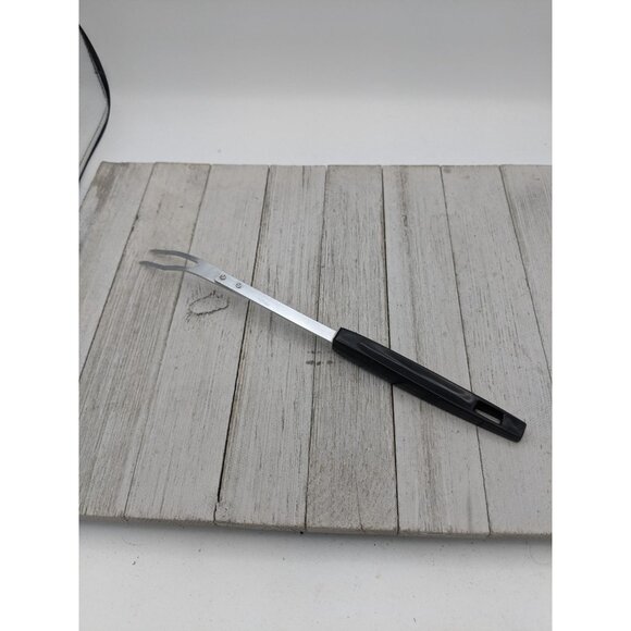 Vintage Heuck Meat Utility Fork Black Handle 11 1/2" Chrome - Picture 5 of 8